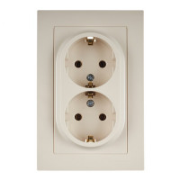 Розетка с рамкой Schneider Electric Atlas Design ATN000224 двойная скрытая установка бежевая с заземлением