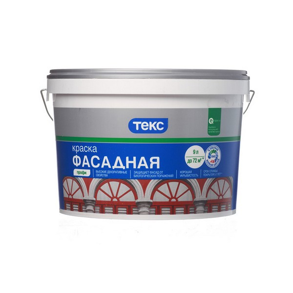 Краска водно-дисперсионная фасадная Текс Профи белая основа А 9 л