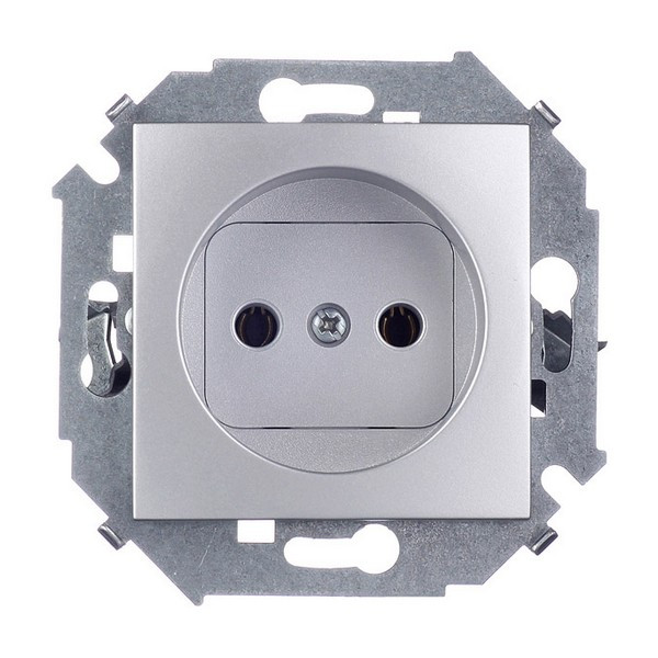 Розетка Simon 15 1591431-033 скрытая установка алюминий без заземления