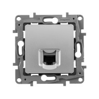 Розетка компьютерная Legrand Etika 672441 скрытая установка алюминий один модуль RJ45 cat 5е UTP