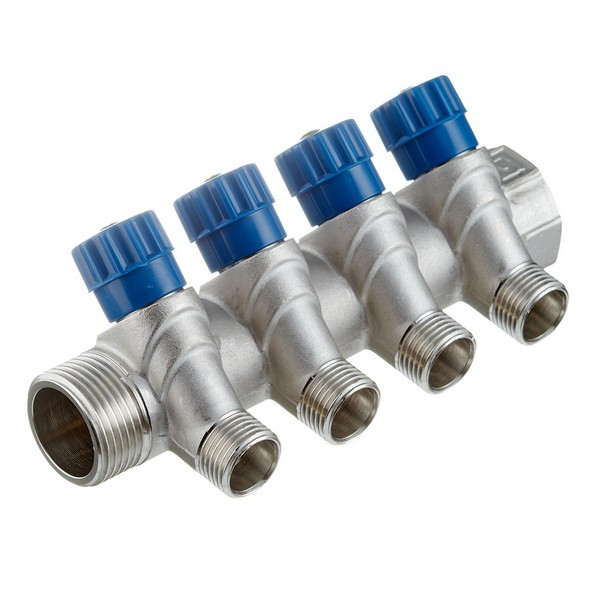 Коллектор VALTEC (VTc.560.N.0604) 1 ВР(г) х 4 выхода 1/2 НР(ш) х 1 НР(ш) регулируeмый