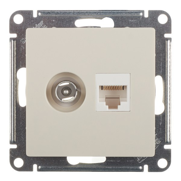 Розетка телевизионная/компьютерная Schneider Electric Atlas Design ATN000289 скрытая установка бежевая модули TV и RJ45