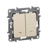 Выключатель Legrand Etika 672304 двухклавишный скрытая установка слоновая кость с подсветкой