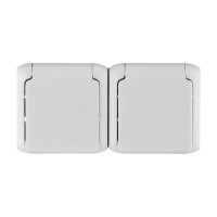 Розетка Legrand Quteo 782353 двойная открытая установка серая с заземлением IP44 с крышкой влагозащищенная со шторками
