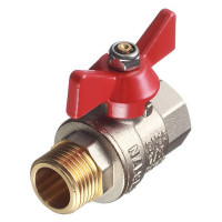 Кран шаровой латунный VALTEC Base (VT.218.N.04) 1/2 ВР(г) х 1/2 НР(ш) бабочка прямой