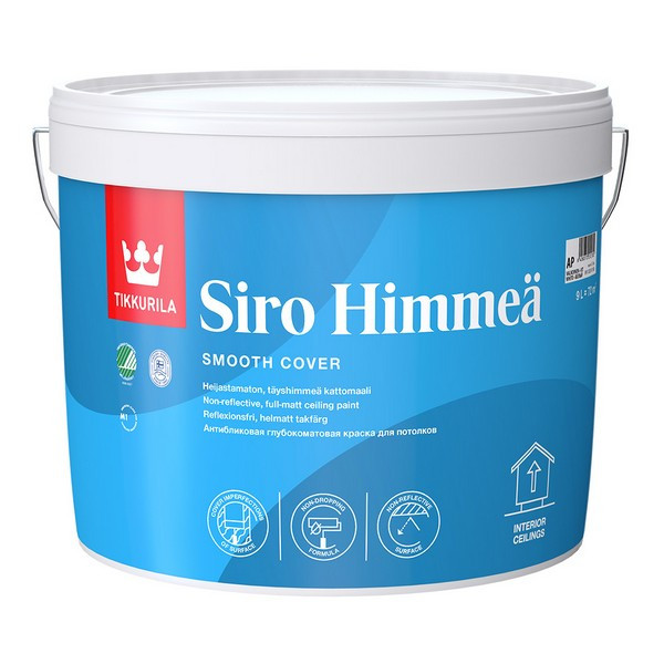 Краска водно-дисперсионная для потолка Tikkurila Siro Himmea (Сиро Мат) белая 9 л