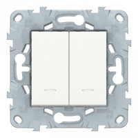 Выключатель Schneider Electric Unica NEW NU521118N двухклавишный скрытая установка белый с подсветкой