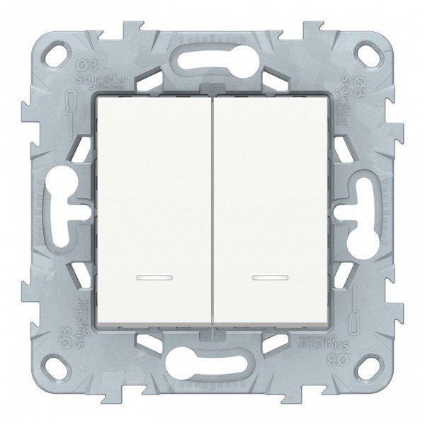 Выключатель Schneider Electric Unica NEW NU521118N двухклавишный скрытая установка белый с подсветкой