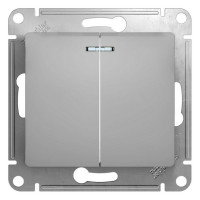 Выключатель Schneider Electric Glossa GSL000353 двухклавишный скрытая установка алюминий IP20 с подсветкой