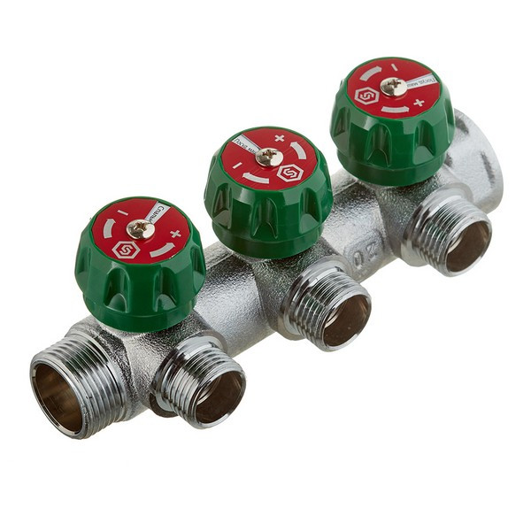 Коллектор Stout (SMB-6850-341203) 3/4 ВР(г) х 3 выхода 1/2 НР(ш) х 3/4 НР(ш) регулирующий