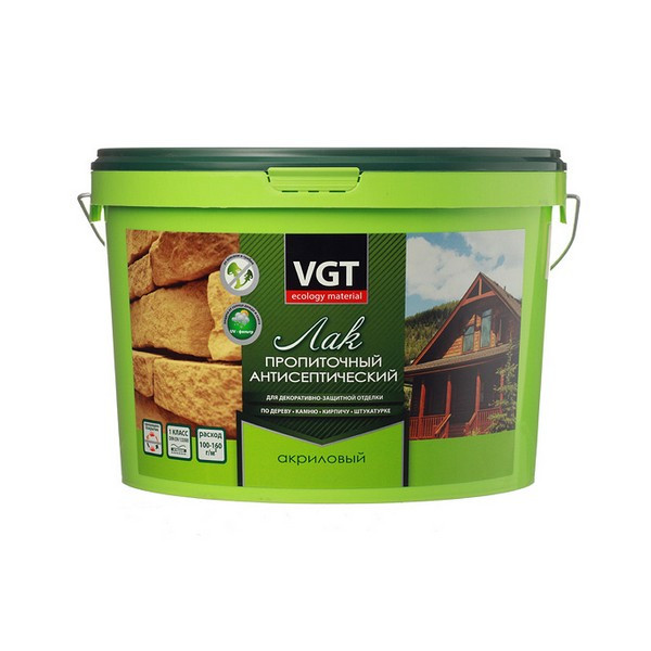 Лак антисептик акриловый VGT белый 9 кг