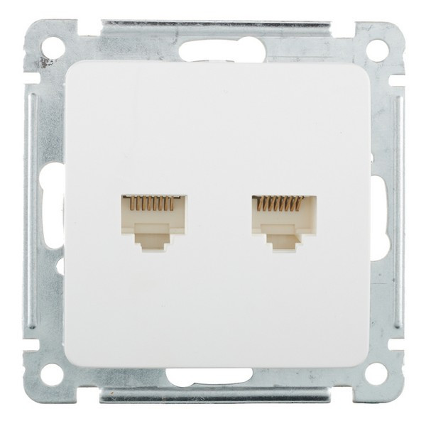 Розетка компьютерная HEGEL Master РСКК-440 скрытая установка белая два модуля RJ45 cat 5e