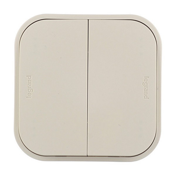Выключатель Legrand Quteo 782232 двухклавишный открытая установка слоновая кость