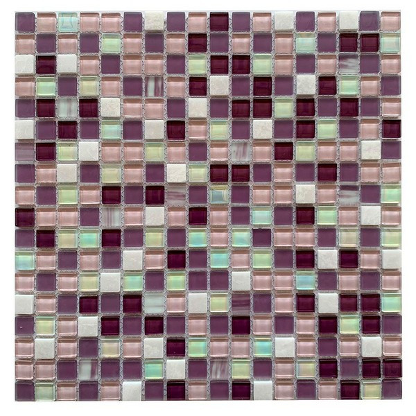 Мозаика Lavelly Elements Pearl Violet Mix жемчужно-фиолетовый микс из стекла и камня 305х305х8 мм