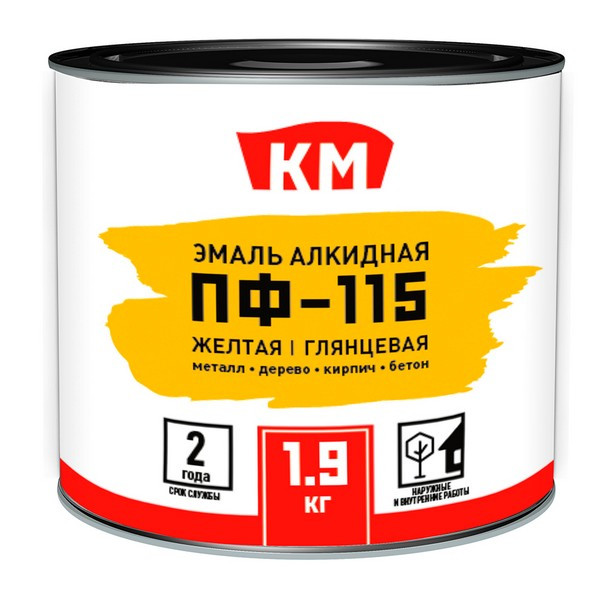 Эмаль ПФ-115 КМ желтая глянцевая 1,9 кг