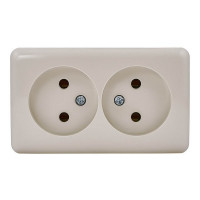 Розетка Lezard VIOLA двойная 751-0300-128 открытая установка крем без заземления