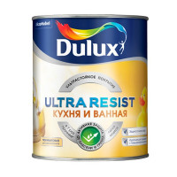Краска водно-дисперсионная Dulux Ultra Resist кухня и ванная моющаяся полуматовая белая основа BW 1 л