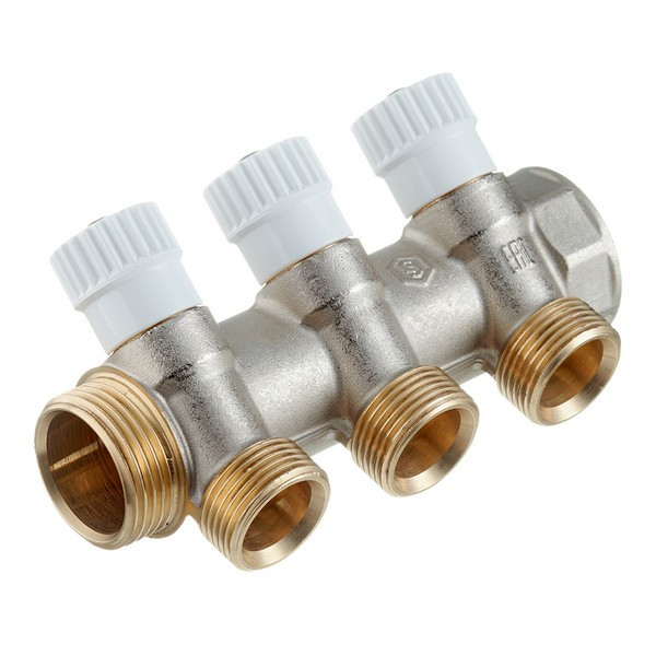 Коллектор Stout (SMB 6851 013403) 1 ВР(г) х 3 выхода 3/4 НР(ш) ЕК х 1 НР(ш) регулируeмый