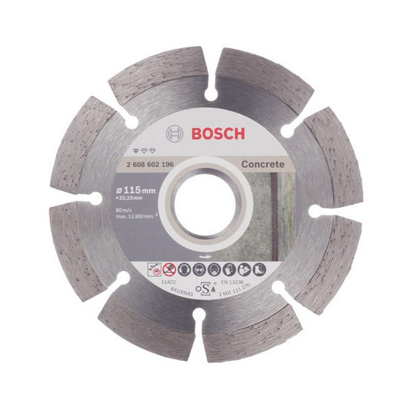 Диск алмазный по бетону Bosch Professional (2608602196) 115x22,2x1,6 мм сегментный сухой рез