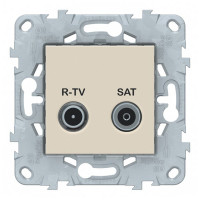 Розетка телевизионная Schneider Electric Unica NEW NU545644 проходная R-TV-SAT скрытая установка бежевая