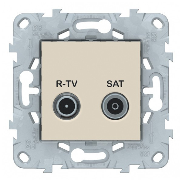 Розетка телевизионная Schneider Electric Unica NEW NU545644 проходная R-TV-SAT скрытая установка бежевая