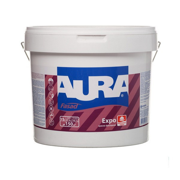 Краска водно-дисперсионная фасадная Aura Fasad Expo белая основа А 15 л