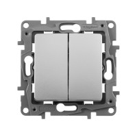 Выключатель Legrand Etika 672402 двухклавишный скрытая установка алюминий
