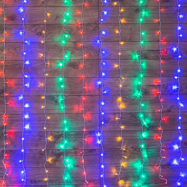 Гирлянда светодиодная Neon-Night Дождь 144 LED свечение мультиколор 1,5х1,5 м (235-039)