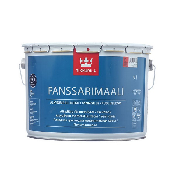 Эмаль для металлических крыш Tikkurila Panssarimaali основа C полуглянцевая 9 л