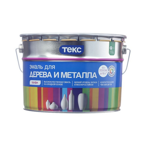 Эмаль алкидная Текс Профи основа D полуматовая 9 л
