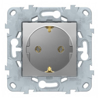 Розетка Schneider Electric Unica NEW NU503630 скрытая установка алюминий с заземлением винтовой зажим