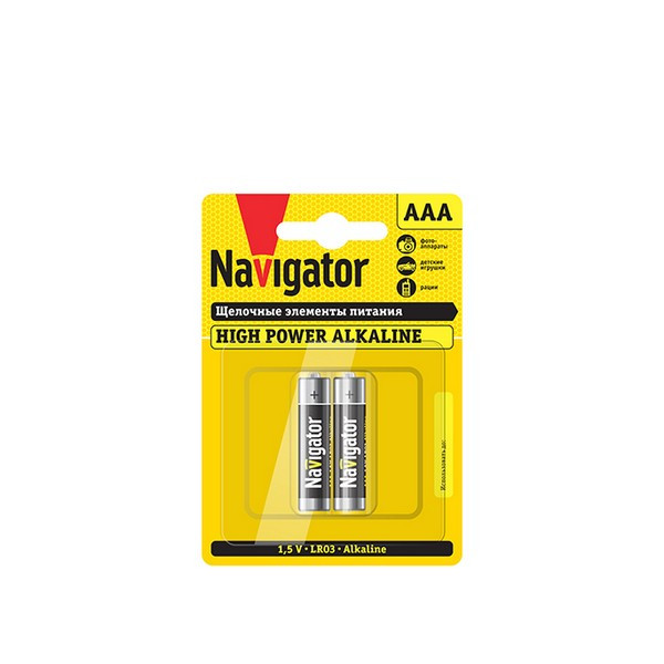 Батарейка Navigator AAA мизинчиковая LR03 1,5 В 650 мАч (2 шт.)