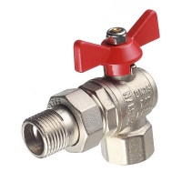 Кран шаровой латунный VALTEC Base (VT.228.N.04) 1/2 ВР(г) х 1/2 НР(ш) бабочка с полусгоном угловой