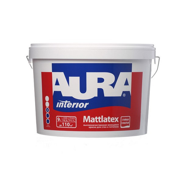 Краска водно-дисперсионная Aura Interior Mattlatex моющаяся основа TR 9 л