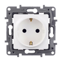 Розетка Legrand Etika 672222 скрытая установка белая с заземлением со шторками