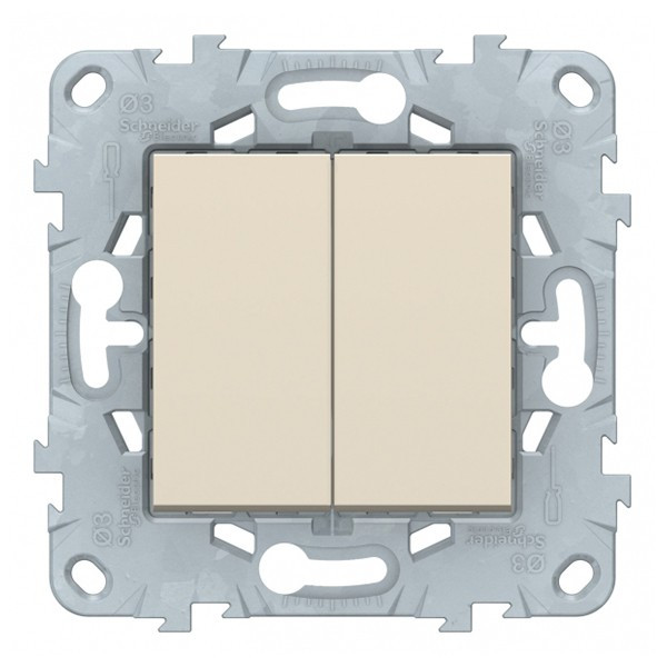 Выключатель Schneider Electric Unica NEW NU521144 двухклавишный скрытая установка бежевый