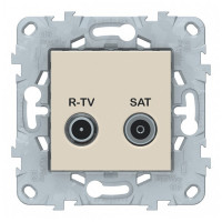 Розетка телевизионная Schneider Electric Unica NEW NU545544 оконечная R-TV-SAT скрытая установка бежевая
