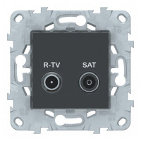 Розетка телевизионная Schneider Electric Unica NEW NU545454 одиночная R-TV-SAT скрытая установка антрацит