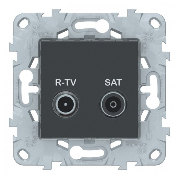 Розетка телевизионная Schneider Electric Unica NEW NU545454 одиночная R-TV-SAT скрытая установка антрацит