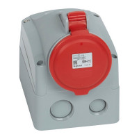 Розетка кабельная Legrand P17 TEMPRA PRO (90162) угловая настенная с заземлением 3P+E+N 3 фазы 32 А 380 В IP44 с крышкой