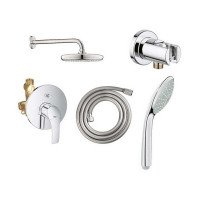 Душевая система GROHE Eurosmart с верхним душем D180 мм F1 ручной лейкой D100 мм F1 держателем и смесителем без стойки