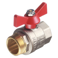 Кран шаровой латунный VALTEC Base (VT.218.N.06) 1 ВР(г) х 1 НР(ш) бабочка прямой