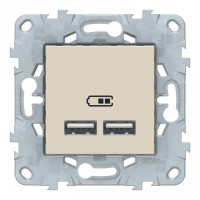 Розетка USB Schneider Electric Unica NEW NU541844 скрытая установка бежевая два модуля для зарядки 2100 мА
