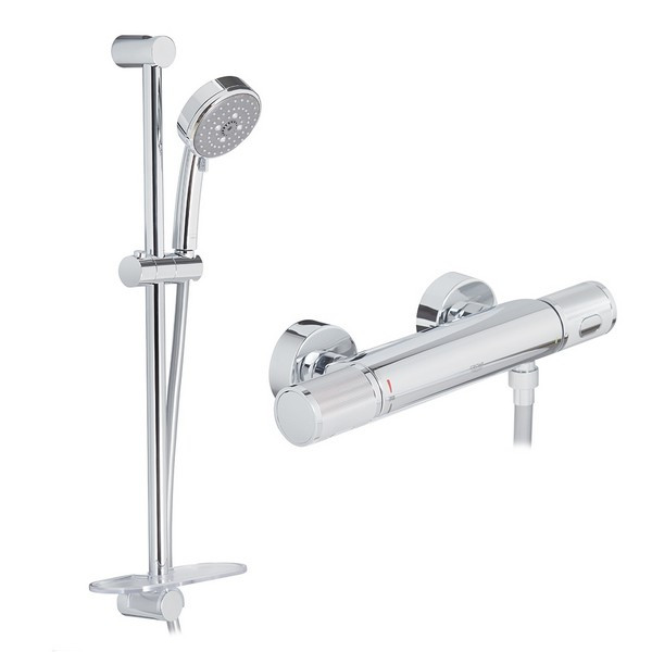 Смеситель термостат для душа без излива GROHE Precision Feel 34791000 со стойкой с лейкой