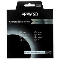 Лента светодиодная SMD 2835 Apeyron RAY PRO 6000К холодный белый свет 18 Вт 24 В IP20 5 м
