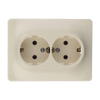 Розетка с рамкой Schneider Electric Glossa GSL000224 двойная скрытая установка бежевая с заземлением