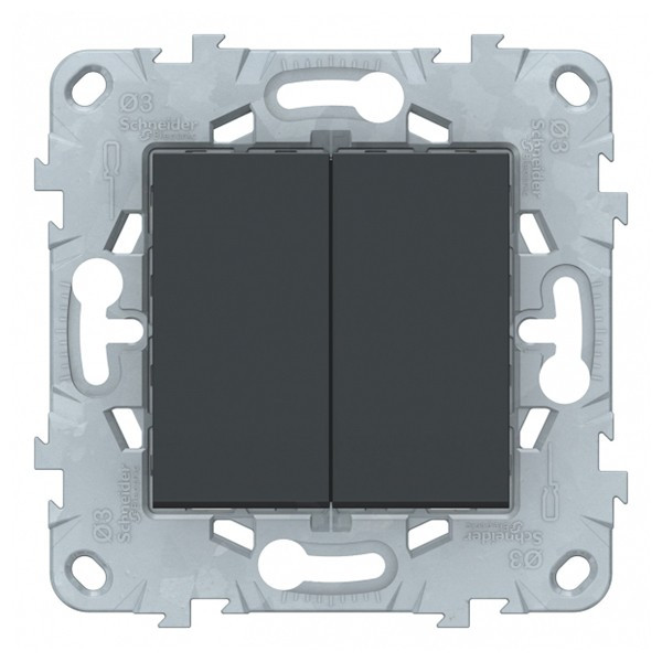 Выключатель Schneider Electric Unica NEW NU521154 двухклавишный скрытая установка антрацит