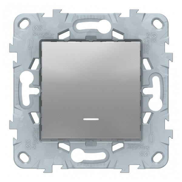 Переключатель Schneider Electric Unica NEW NU520530N одноклавишный перекрестный скрытая установка алюминий с подсветкой