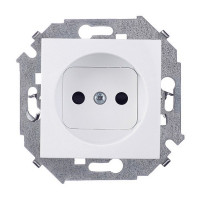 Розетка Simon 15 1591444-030 скрытая установка белая без заземления со шторками