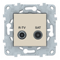 Розетка телевизионная Schneider Electric Unica NEW NU545444 одиночная R-TV-SAT скрытая установка бежевая